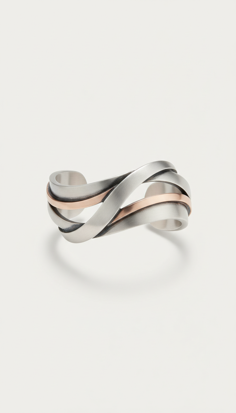 Sculptural metal cuff bracelet